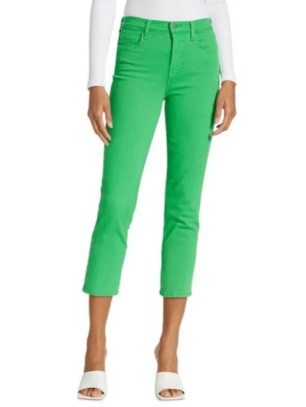L'agence Alexia High Rise Cropped Cigarette Jeans Grass Green NWOT Size 27
